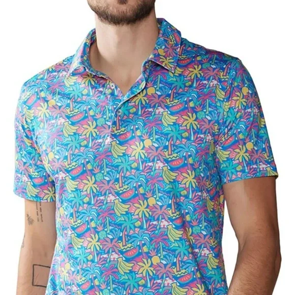 Chubbies Men's Lightweight Performance Polo 2.0 Medium "The Tropical Bunch" - Picture 11 of 13